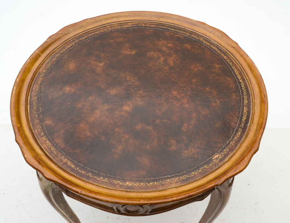 Vintage Leather Top Side Table