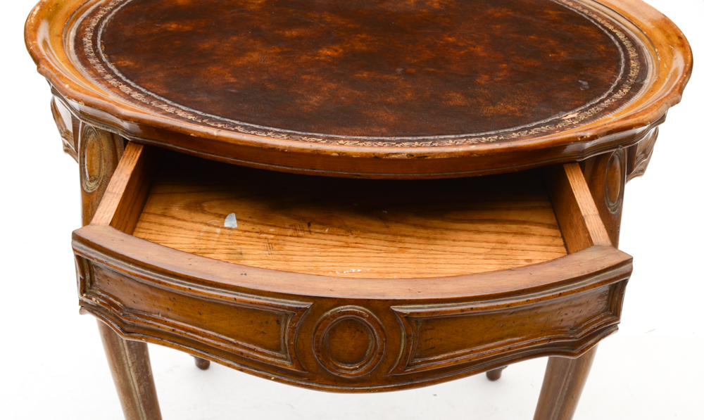 Vintage Leather Top Side Table
