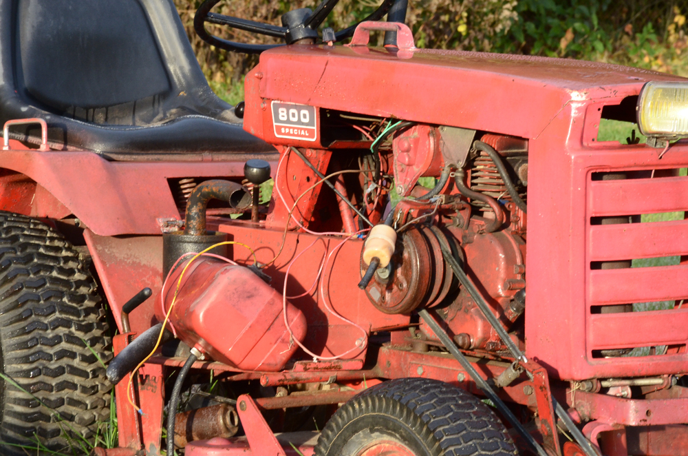 Vintage Red Work Horse Lawn Tractor with Accessories