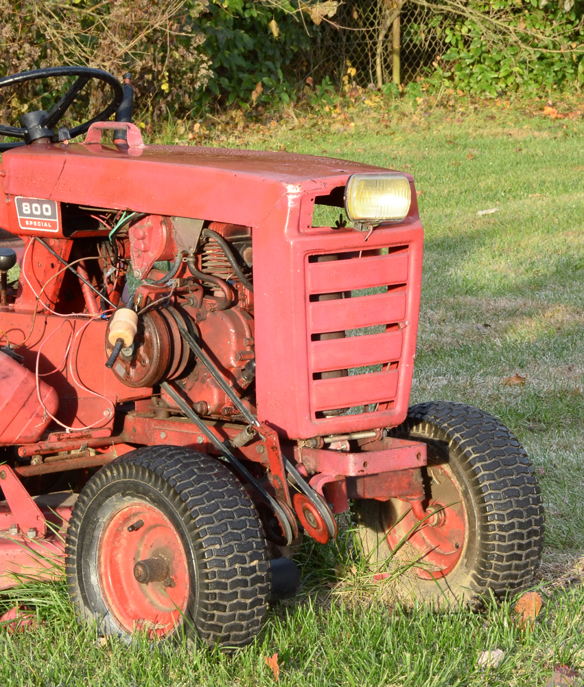 Vintage Red Work Horse Lawn Tractor with Accessories