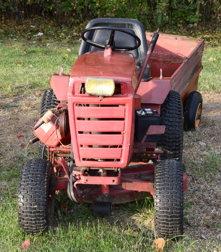 Vintage Red Work Horse Lawn Tractor with Accessories