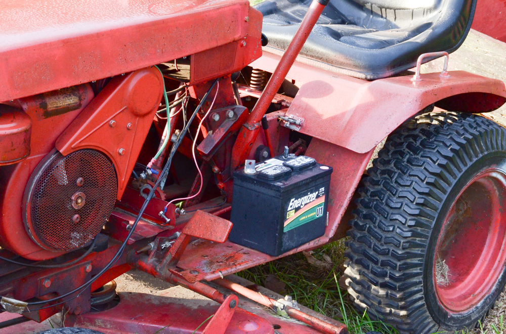 Vintage Red Work Horse Lawn Tractor with Accessories