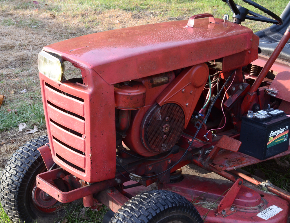 Vintage Red Work Horse Lawn Tractor with Accessories