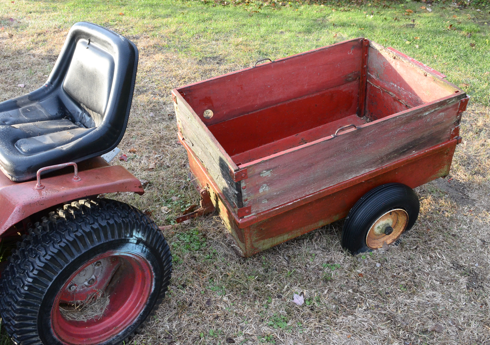 Vintage Red Work Horse Lawn Tractor with Accessories