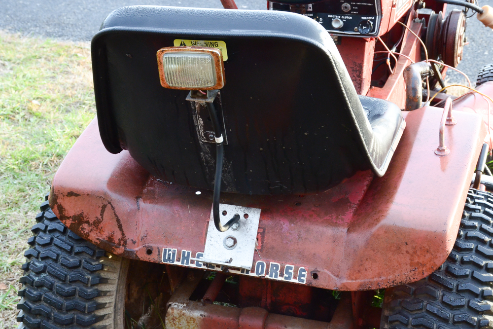 Vintage Red Work Horse Lawn Tractor with Accessories
