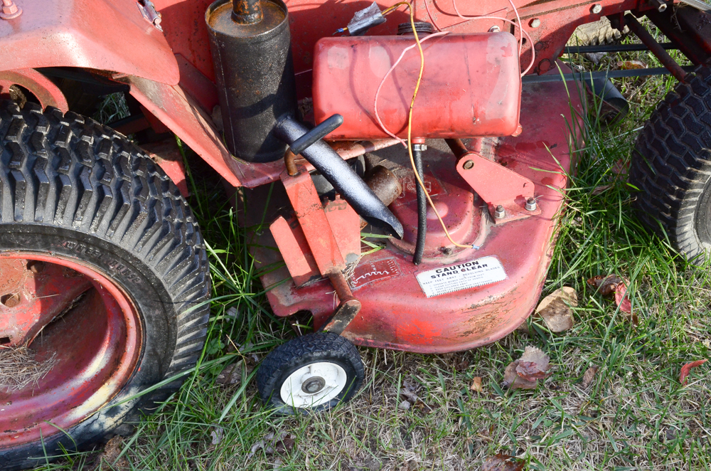 Vintage Red Work Horse Lawn Tractor with Accessories