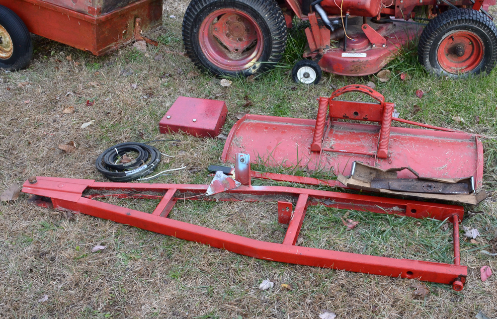 Vintage Red Work Horse Lawn Tractor with Accessories