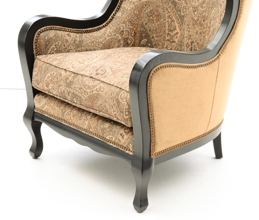 Arhaus Wing-Back Armchair with Ottoman