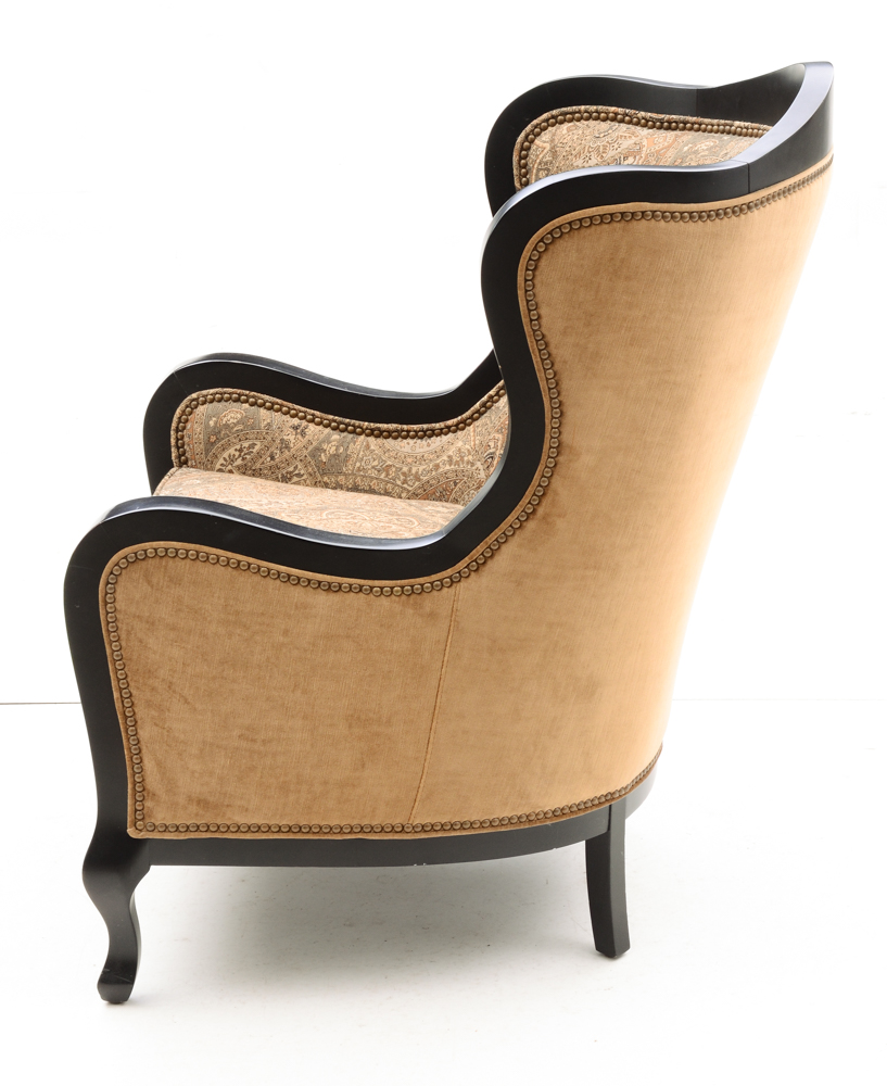 Arhaus Wing-Back Armchair with Ottoman