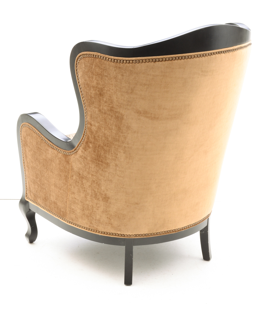 Arhaus Wing-Back Armchair with Ottoman