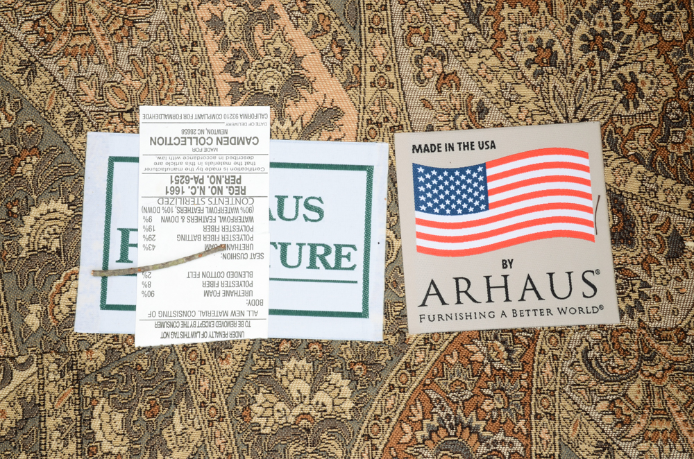 Arhaus Wing-Back Armchair with Ottoman