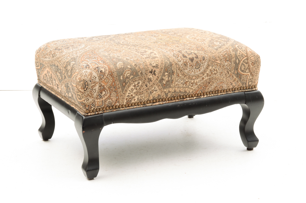 Arhaus Wing-Back Armchair with Ottoman