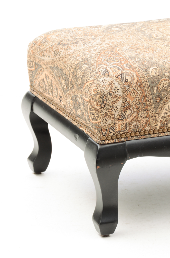 Arhaus Wing-Back Armchair with Ottoman