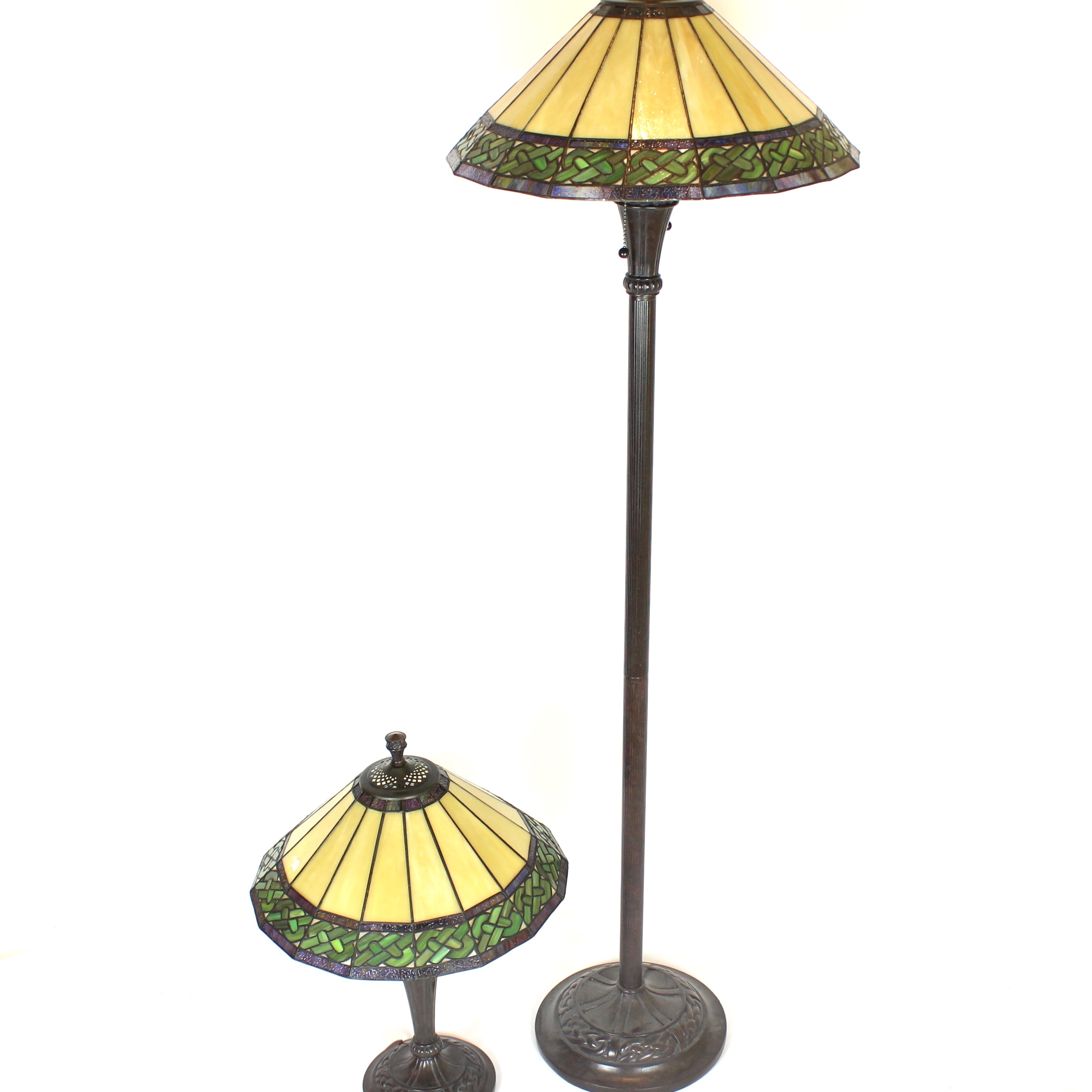 Matching Table and Floor Lamps With Tiffany Style Shades