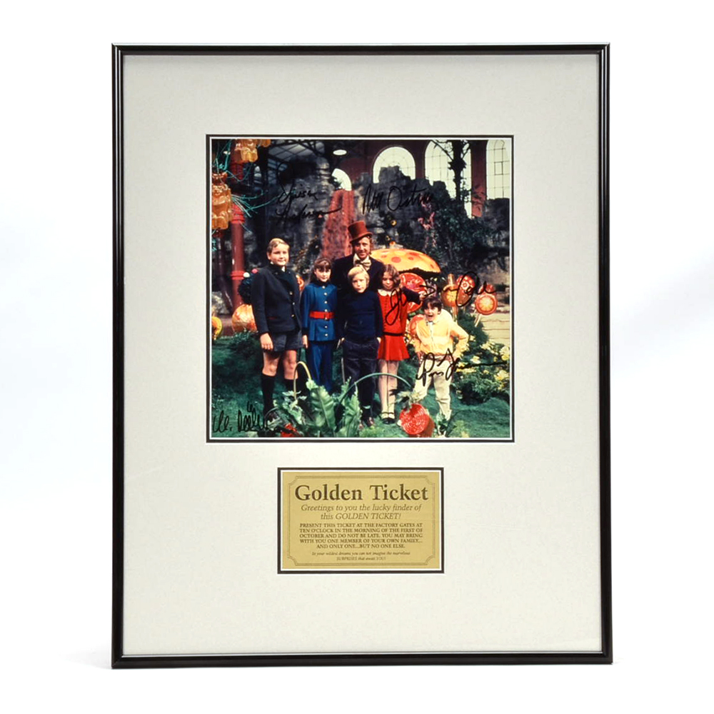 Autographed Willy Wonka Cast Photograph With "Golden Ticket"