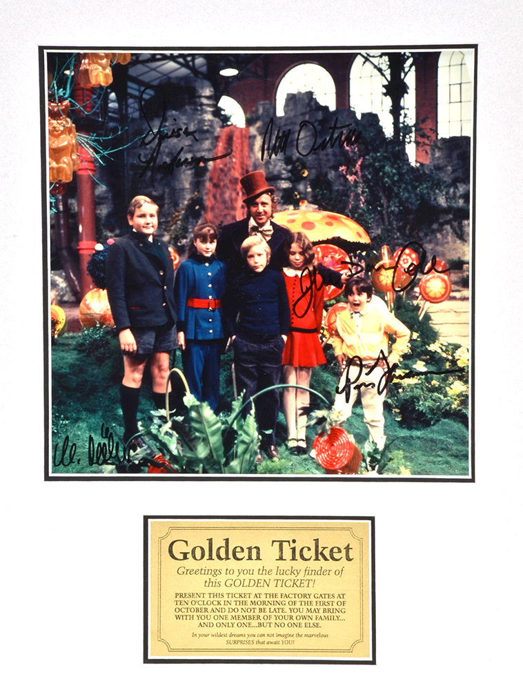 Autographed Willy Wonka Cast Photograph With "Golden Ticket"
