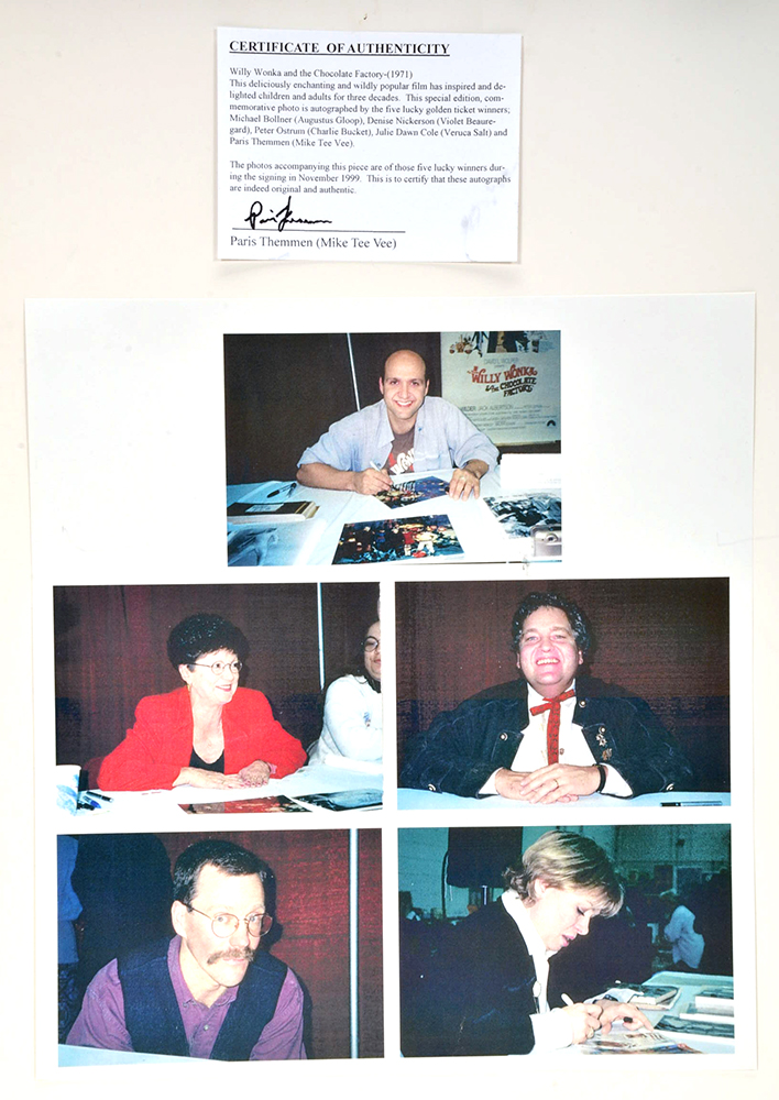 Autographed Willy Wonka Cast Photograph With "Golden Ticket"