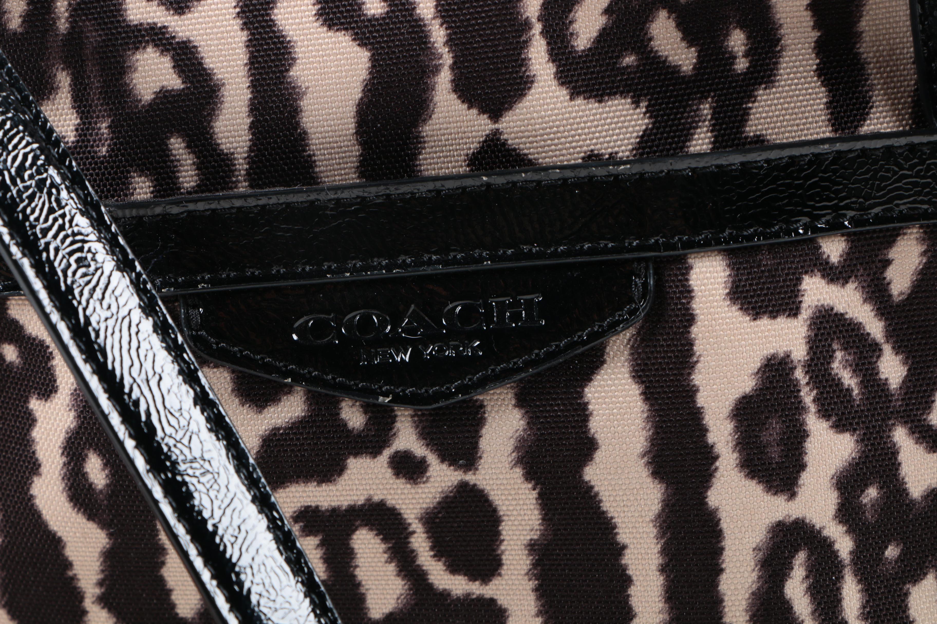Coach Signature Leopard Print Tote and Leather Wallet