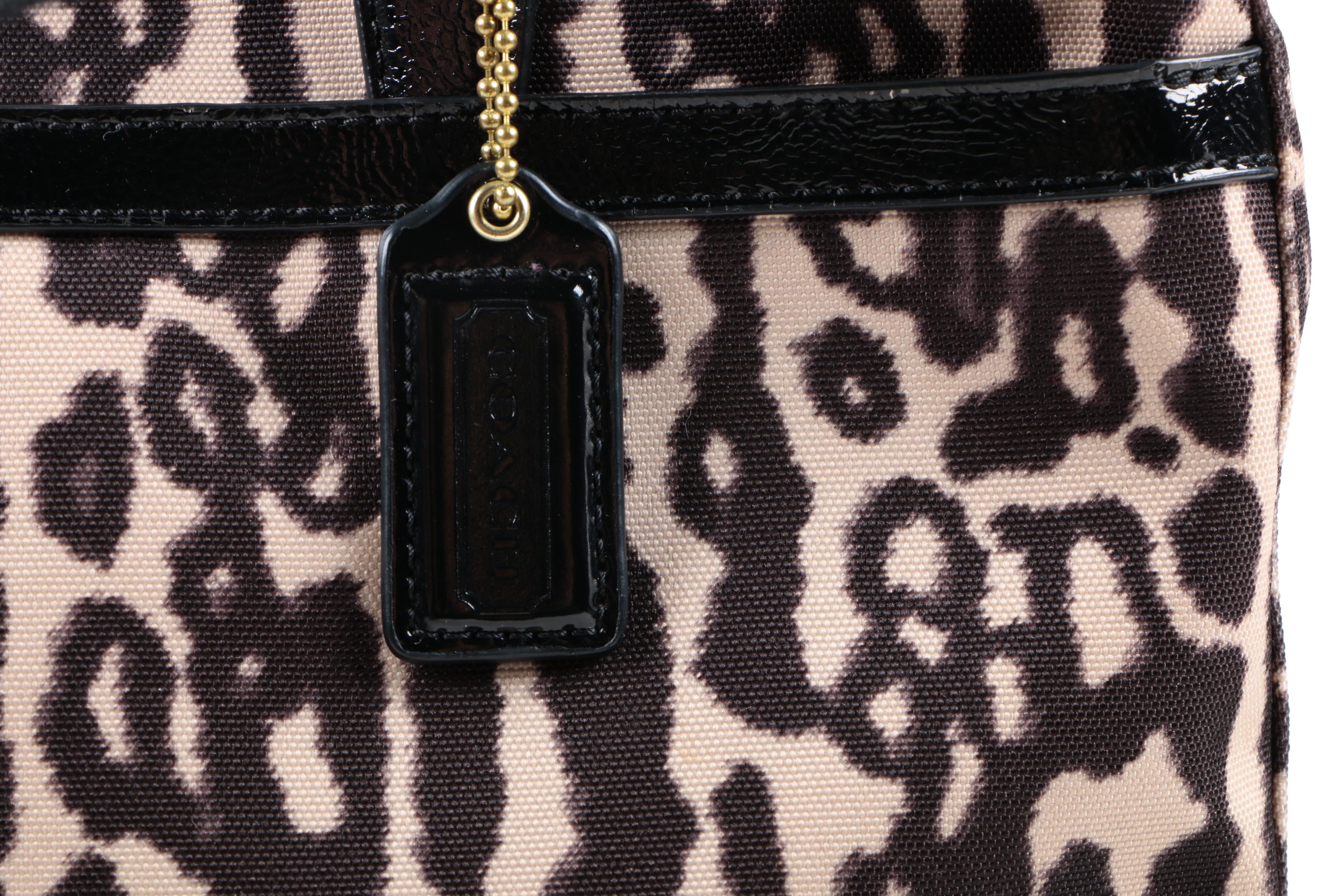 Coach Signature Leopard Print Tote and Leather Wallet