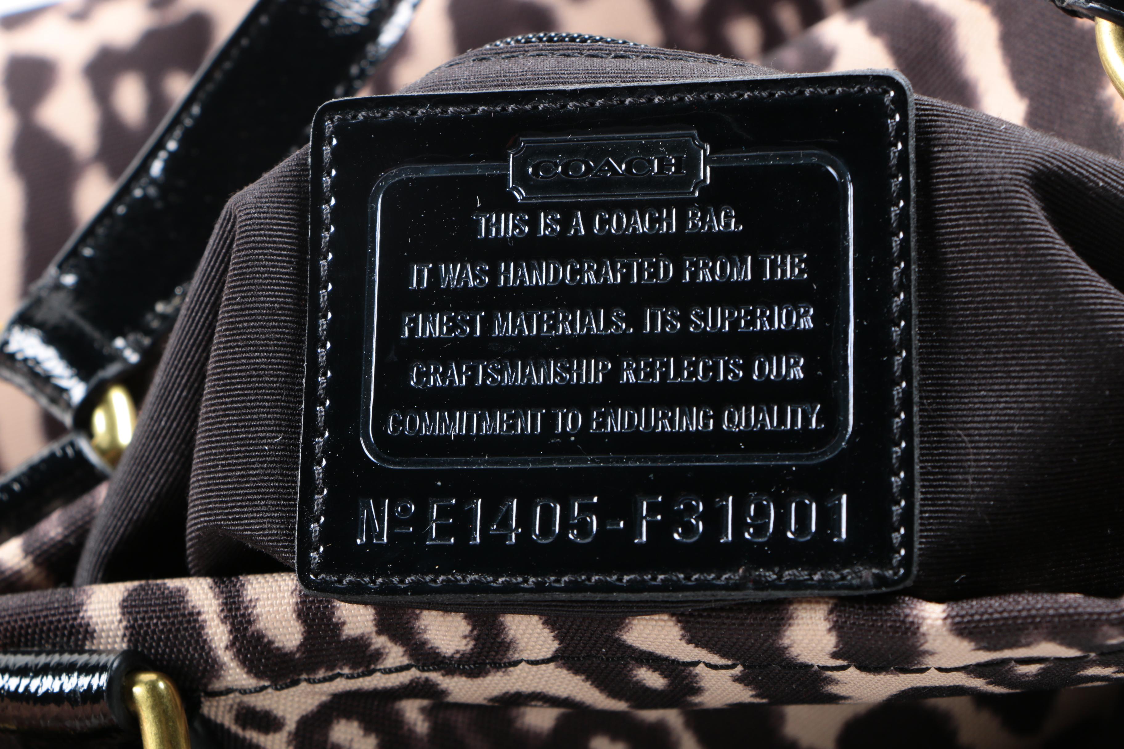 Coach Signature Leopard Print Tote and Leather Wallet