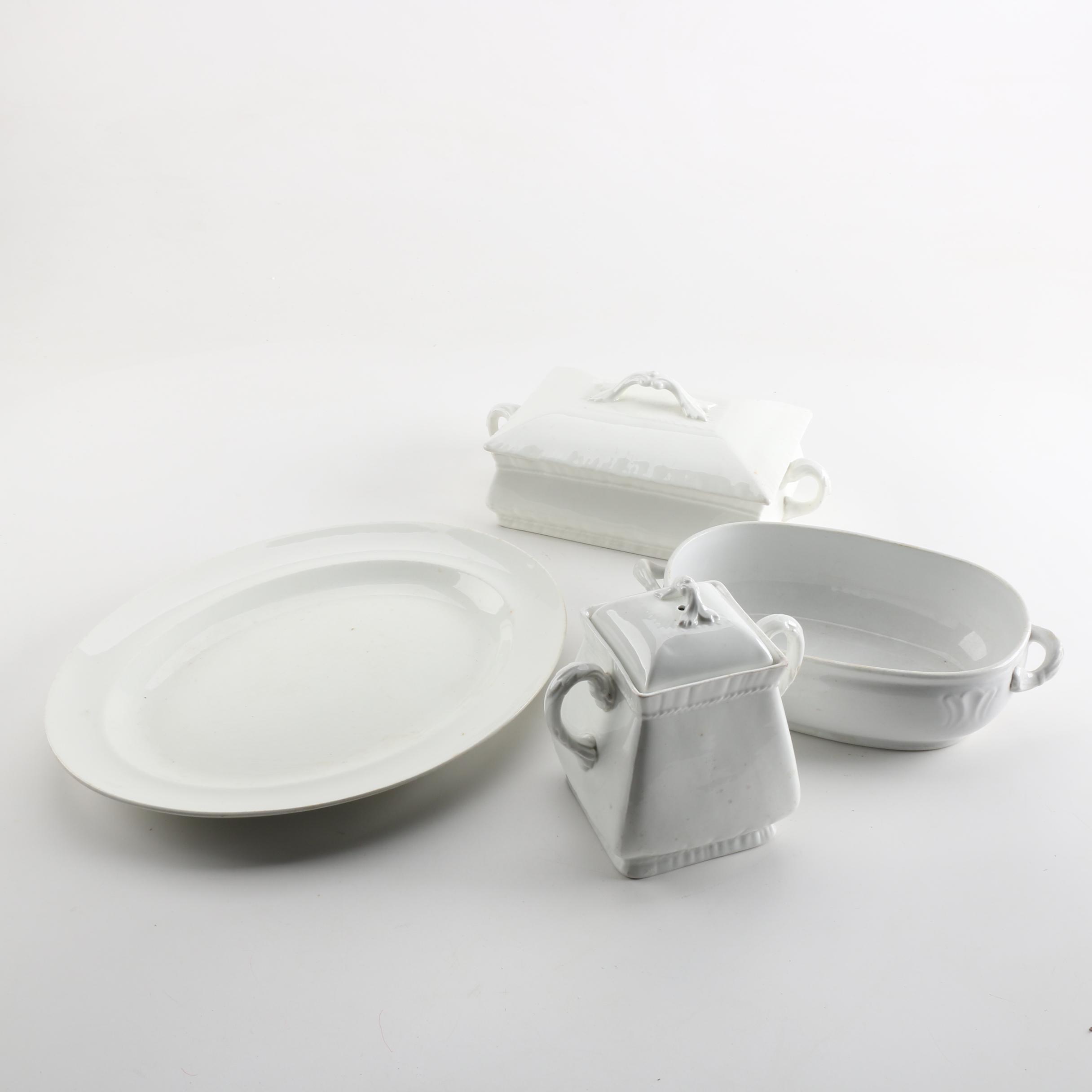 Antique Serving Dishes Including Meakin, Harker Pottery and John Maddock & Sons