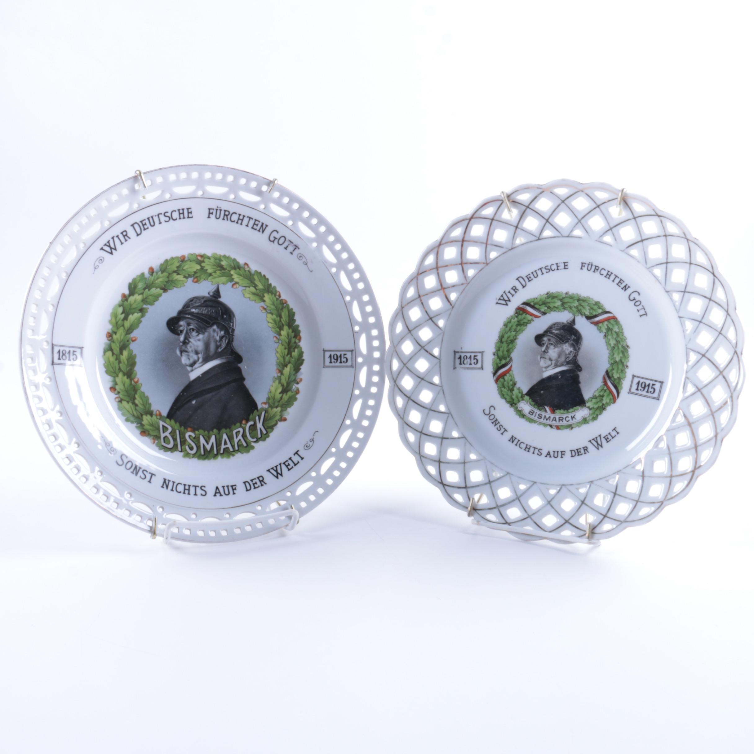 Vintage Commemorative Porcelain Plates Featuring Otto Von Bismark
