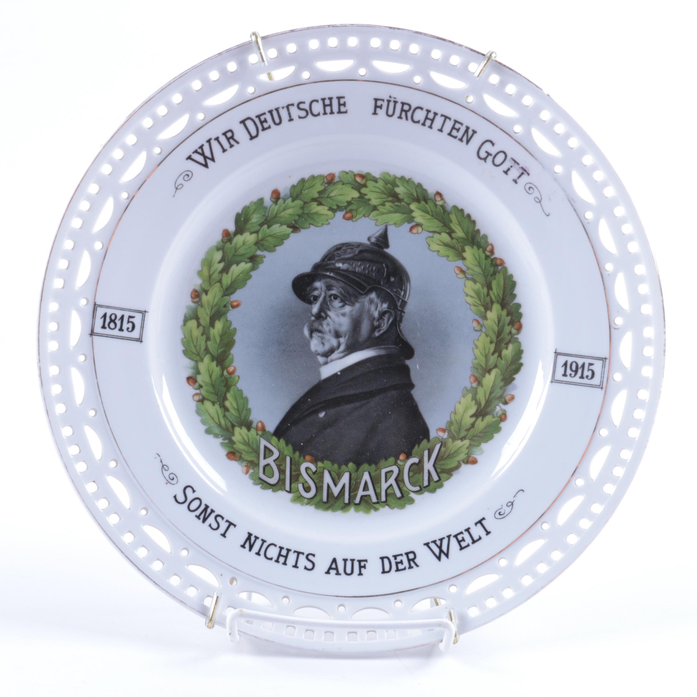 Vintage Commemorative Porcelain Plates Featuring Otto Von Bismark