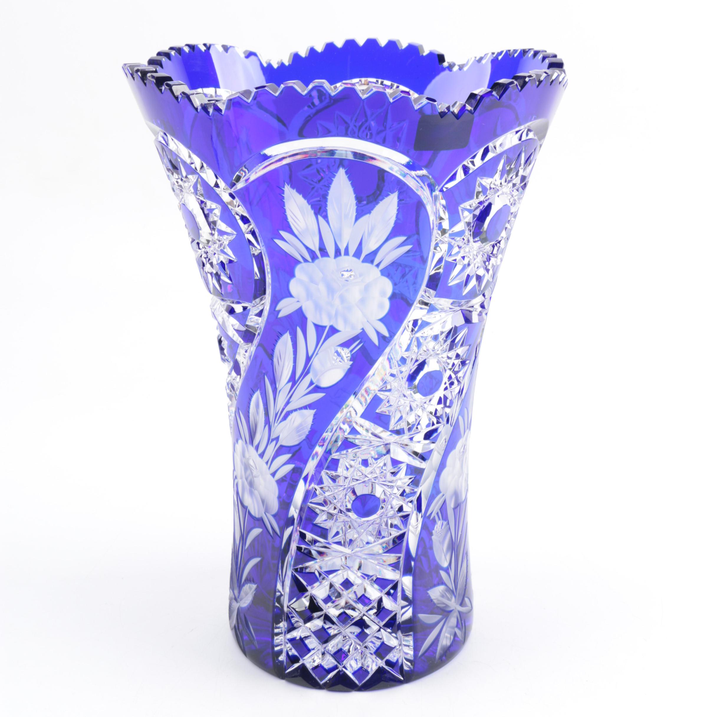 German Lead Crystal Cobalt Vase