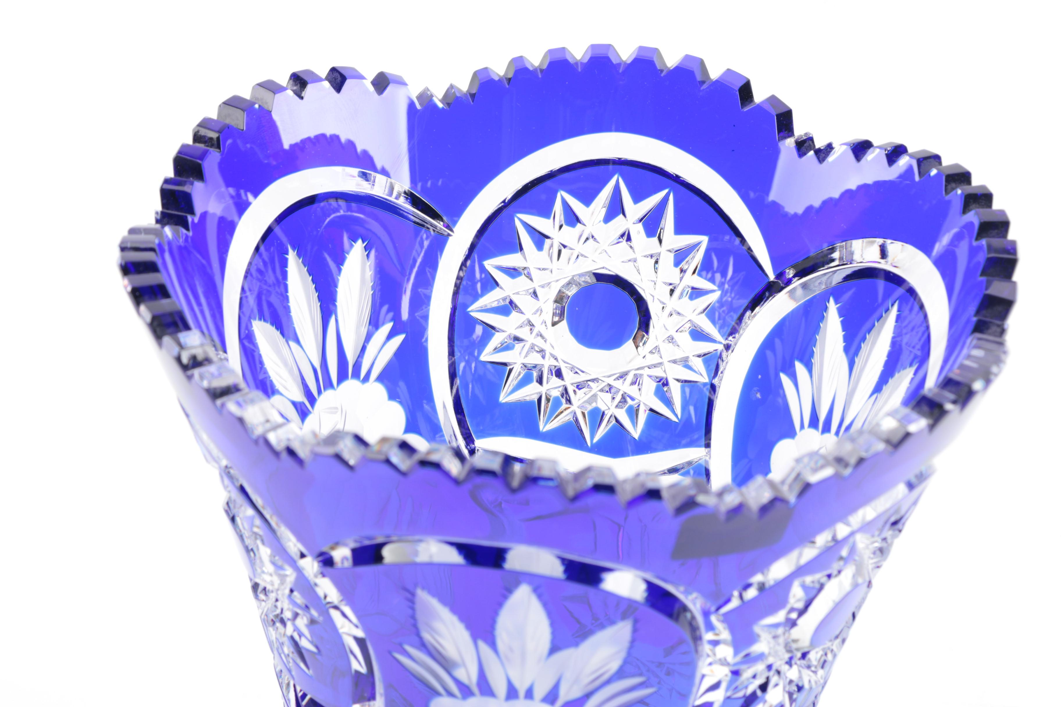 German Lead Crystal Cobalt Vase