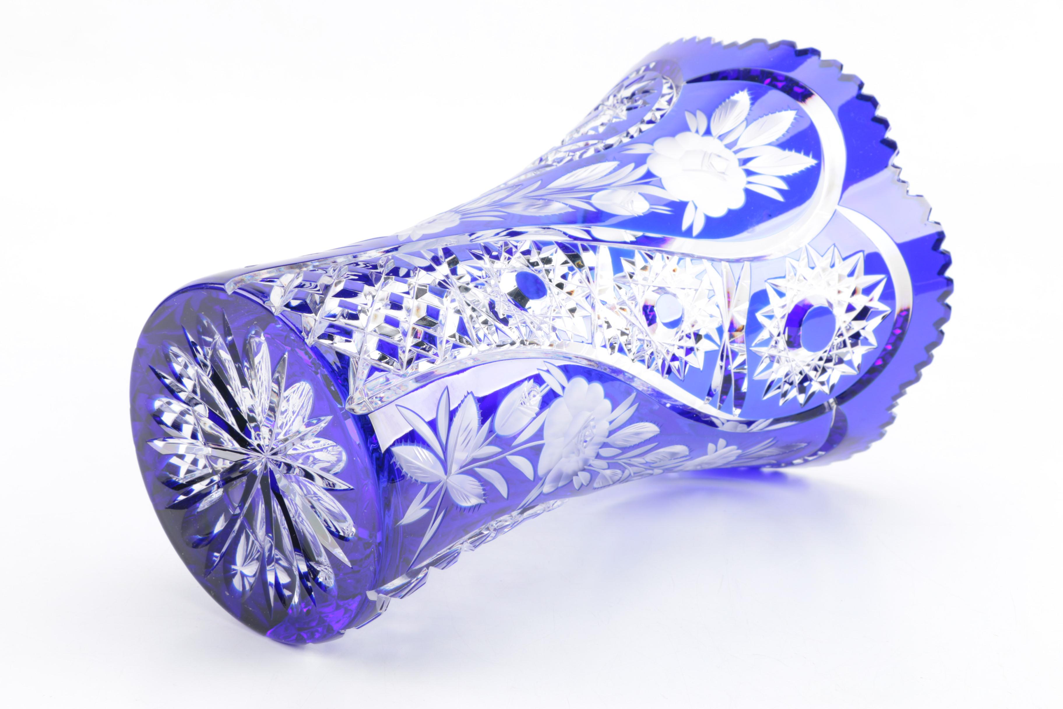 German Lead Crystal Cobalt Vase