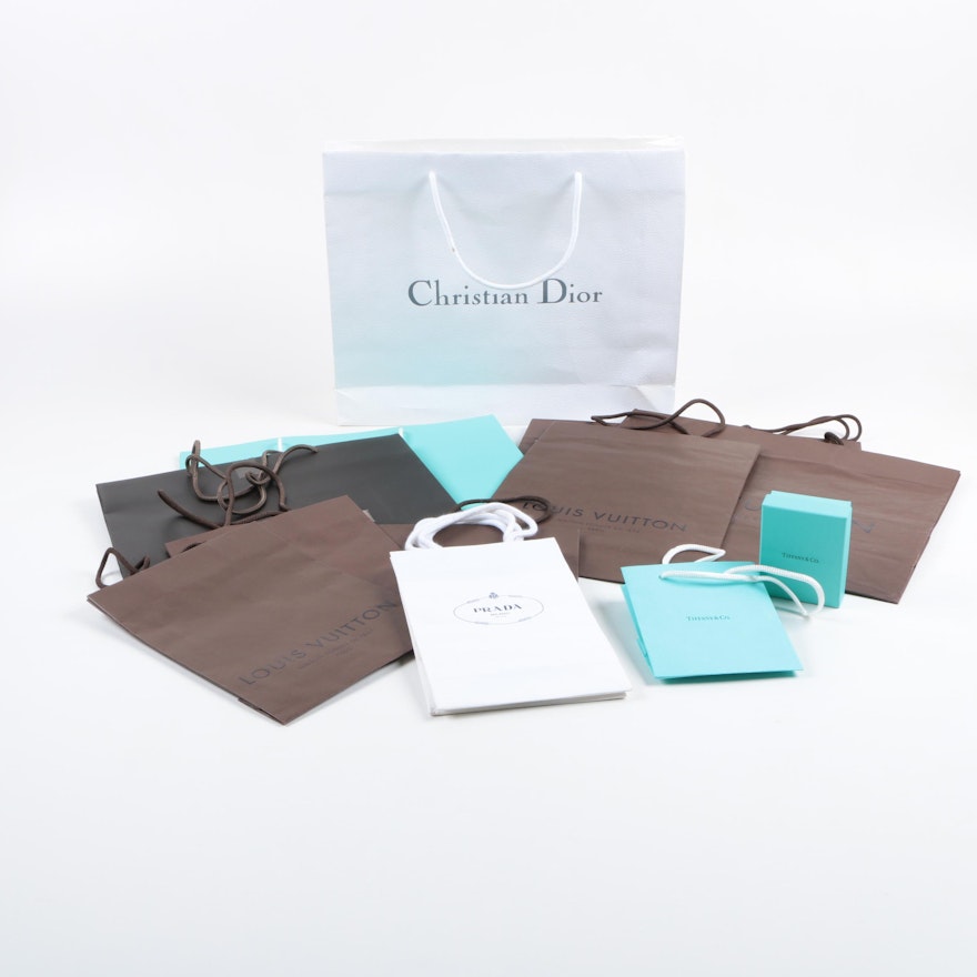 Designer Shopping Bags Including Louis Vuitton and Christian Dior