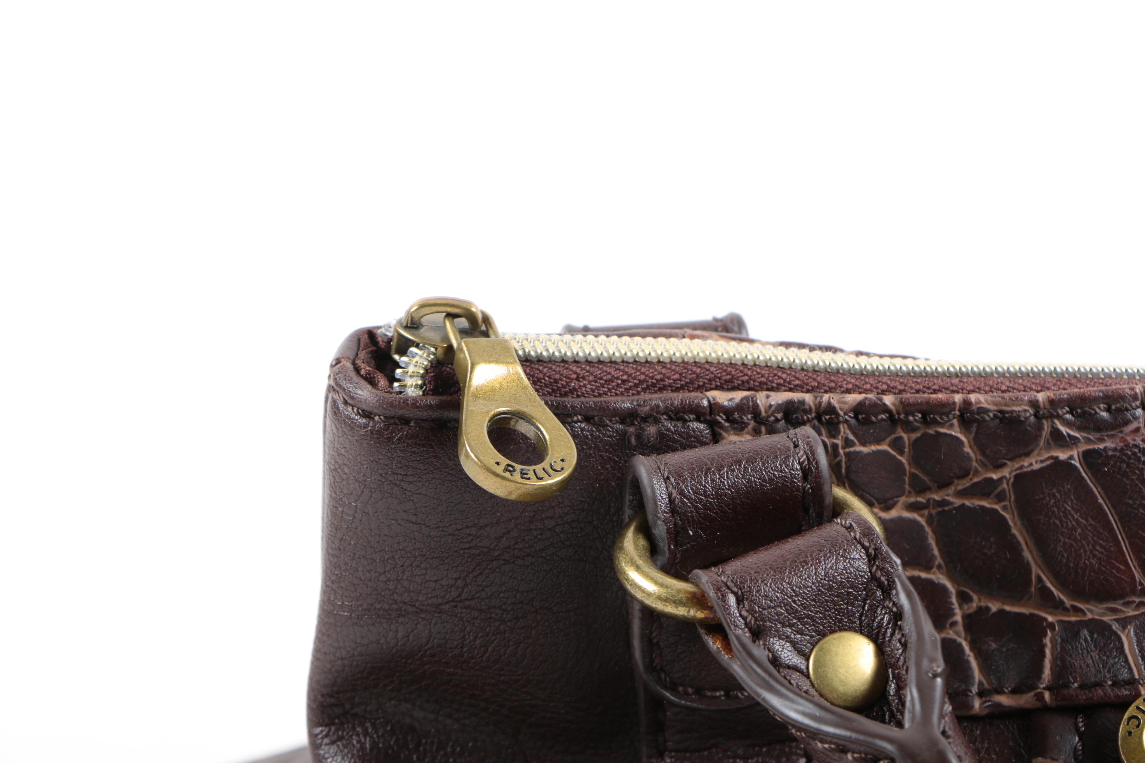 Relic Faux Croc Satchel and Fossil "Pop Stitch" Coin Pouch