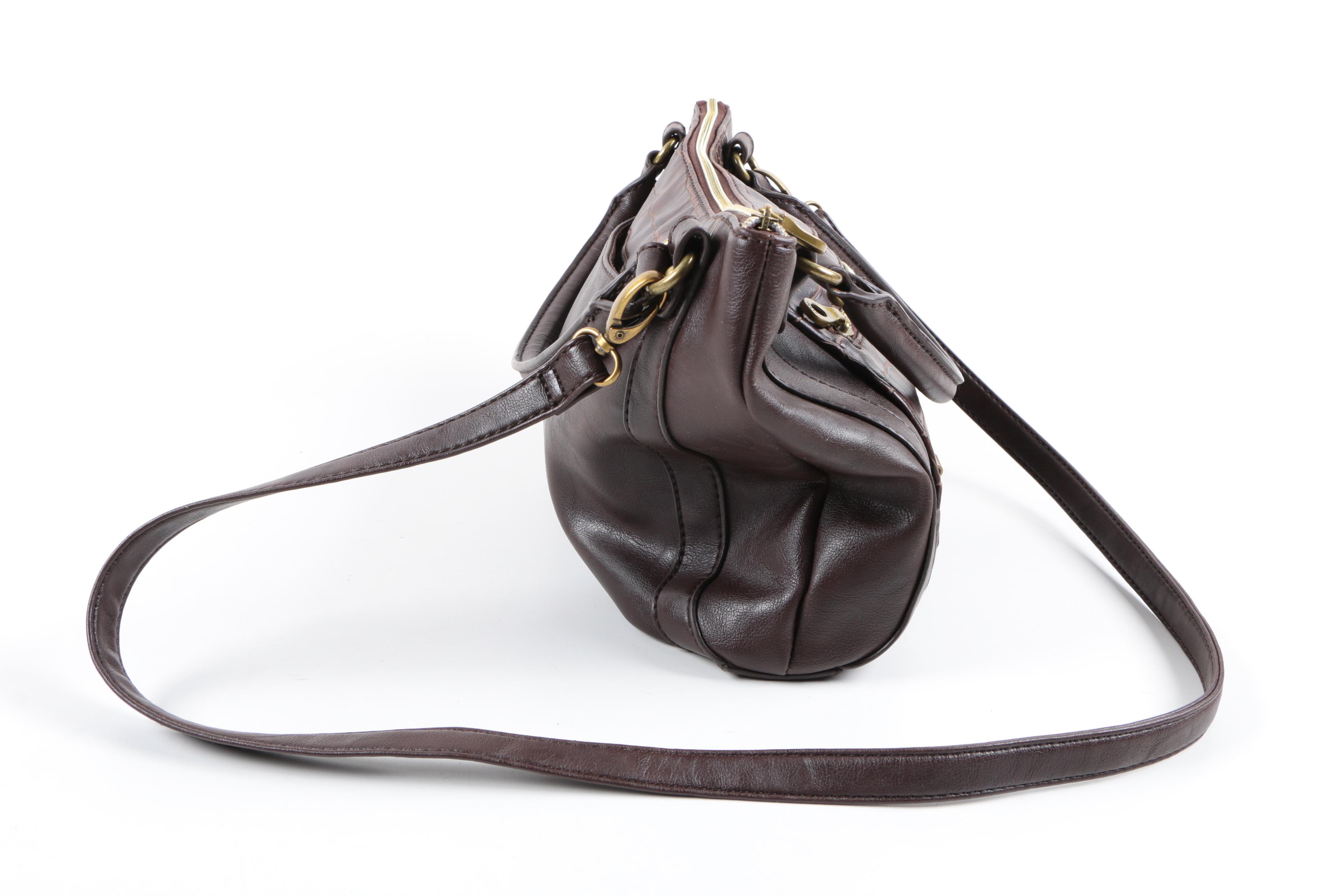 Relic Faux Croc Satchel and Fossil "Pop Stitch" Coin Pouch