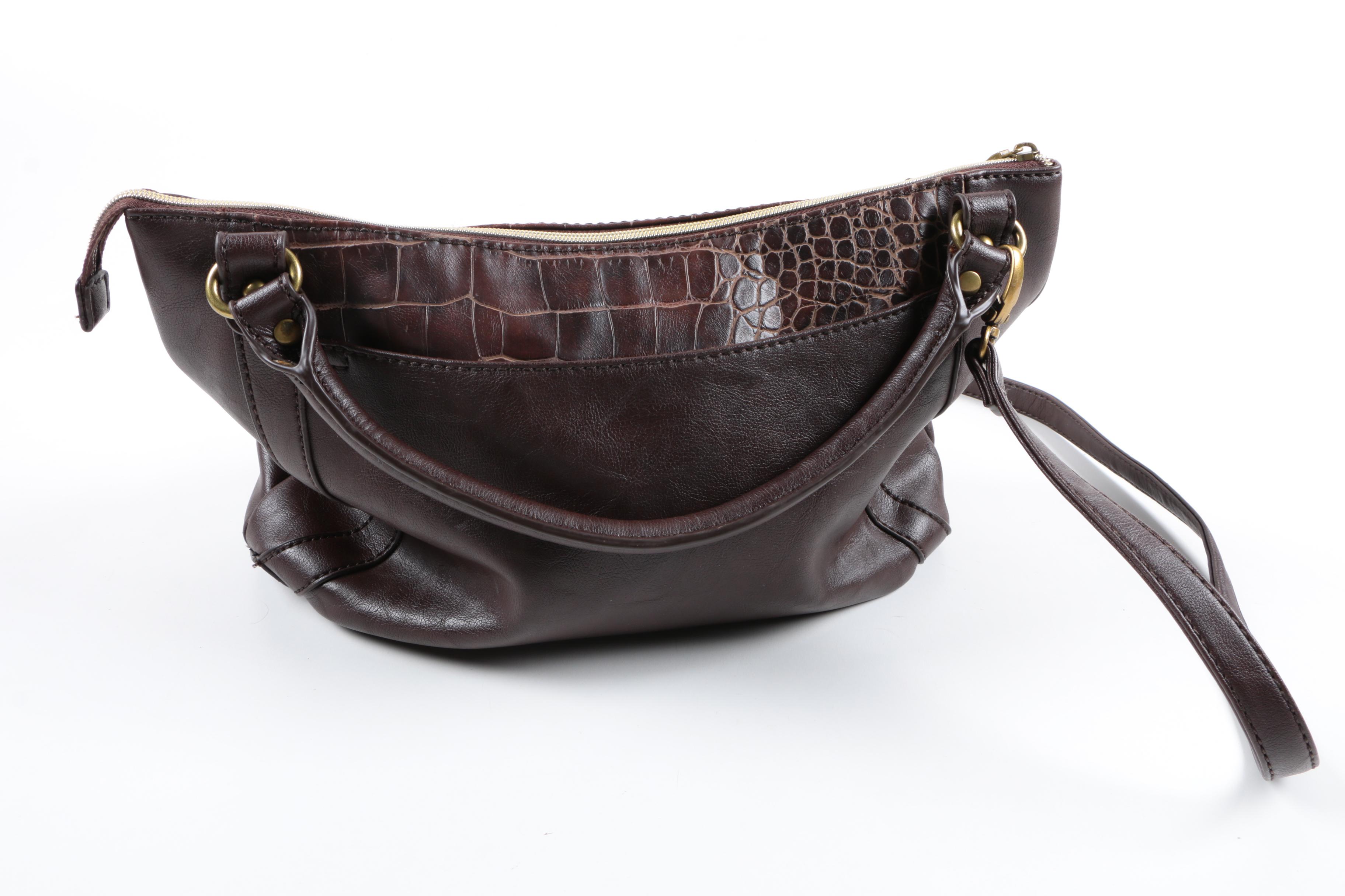 Relic Faux Croc Satchel and Fossil "Pop Stitch" Coin Pouch