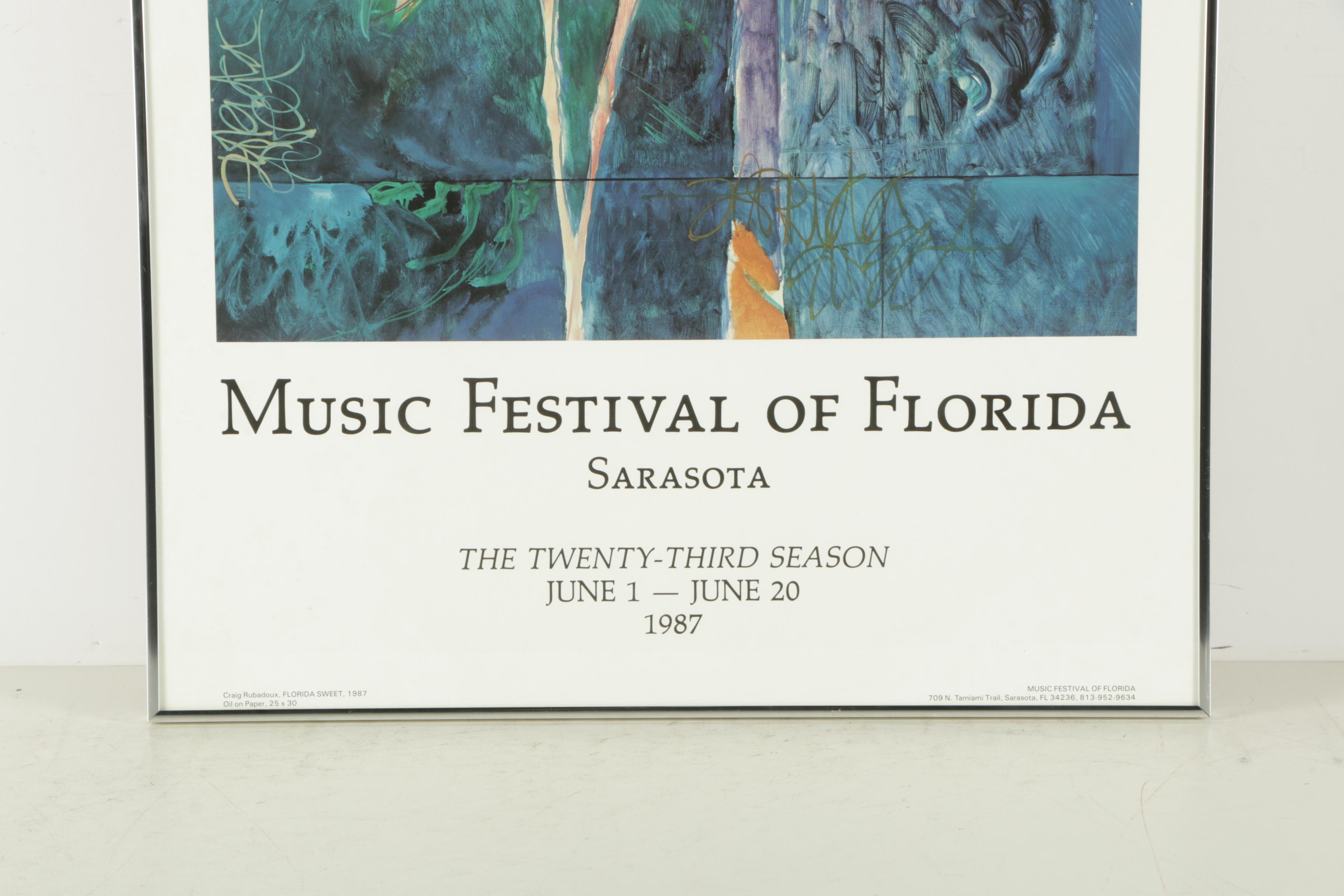 Offset Lithograph Poster for the Music Festival of Florida After Craig Rubadoux