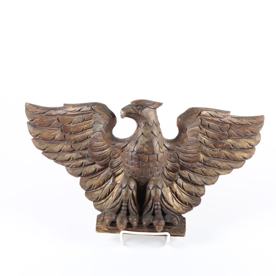 Carved Wood Eagle Wall Plaque