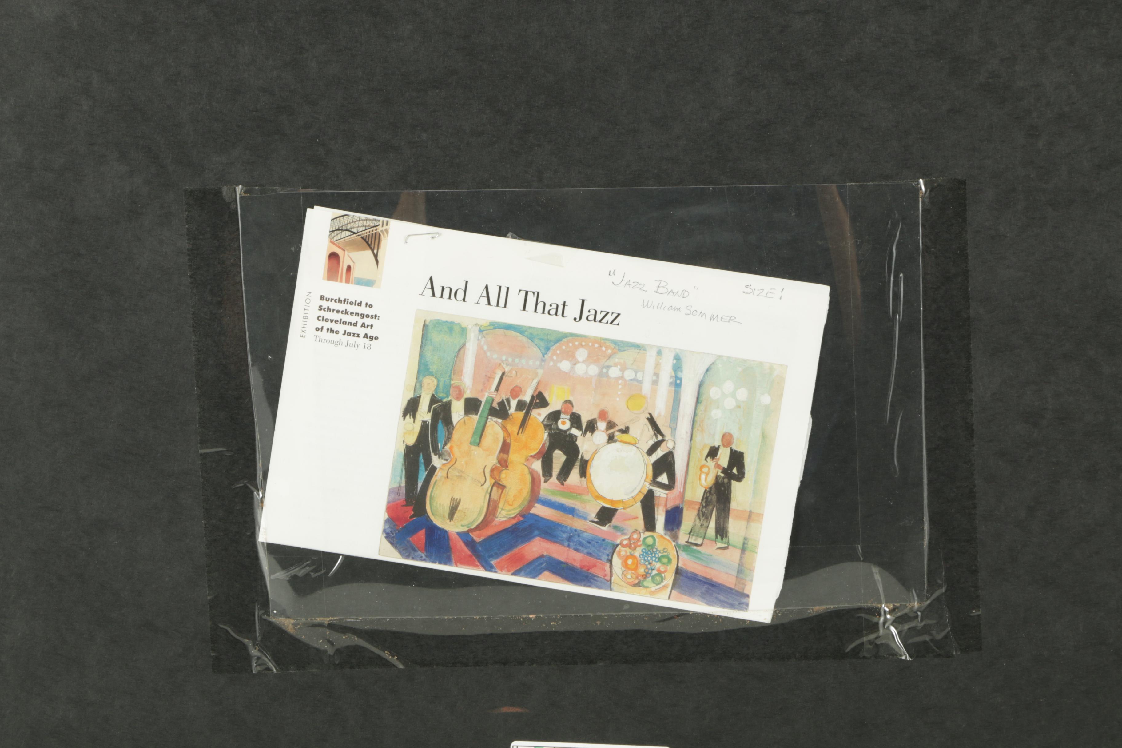 Donna Kress 2004 Gouache Copy Painting on Paper After William Sommer "Jazz Band"