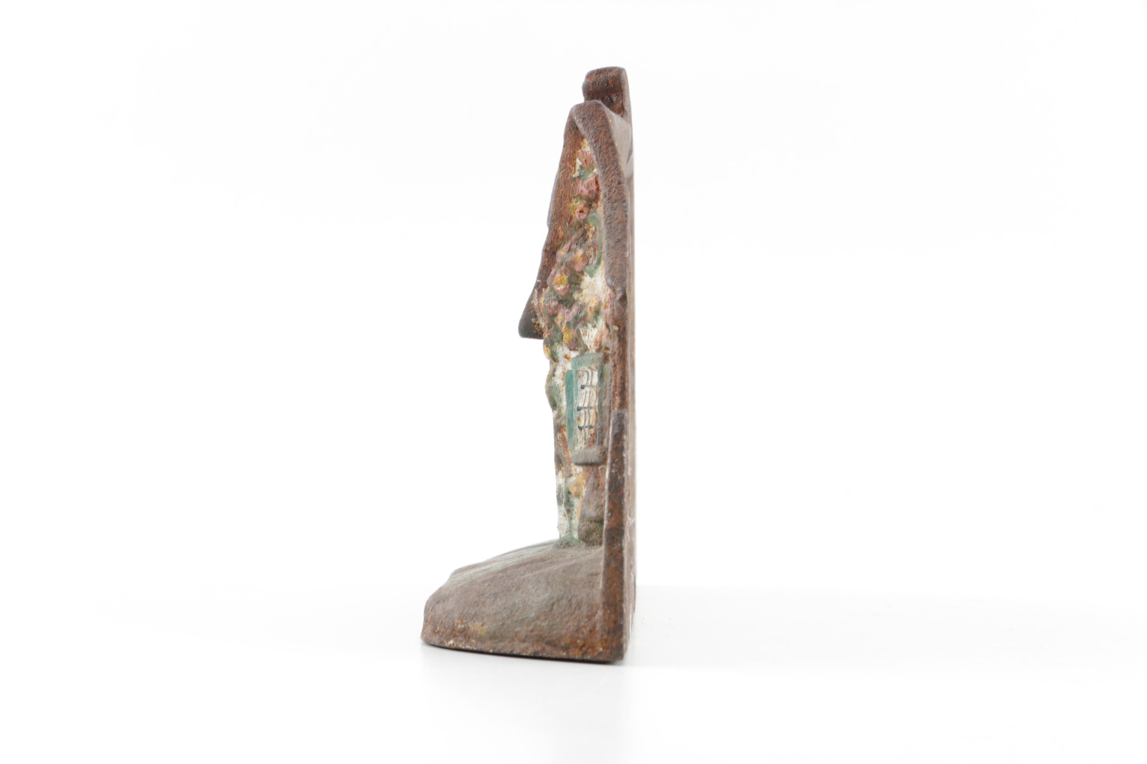 Vintage Cast Iron Cottage Shaped Doorstops