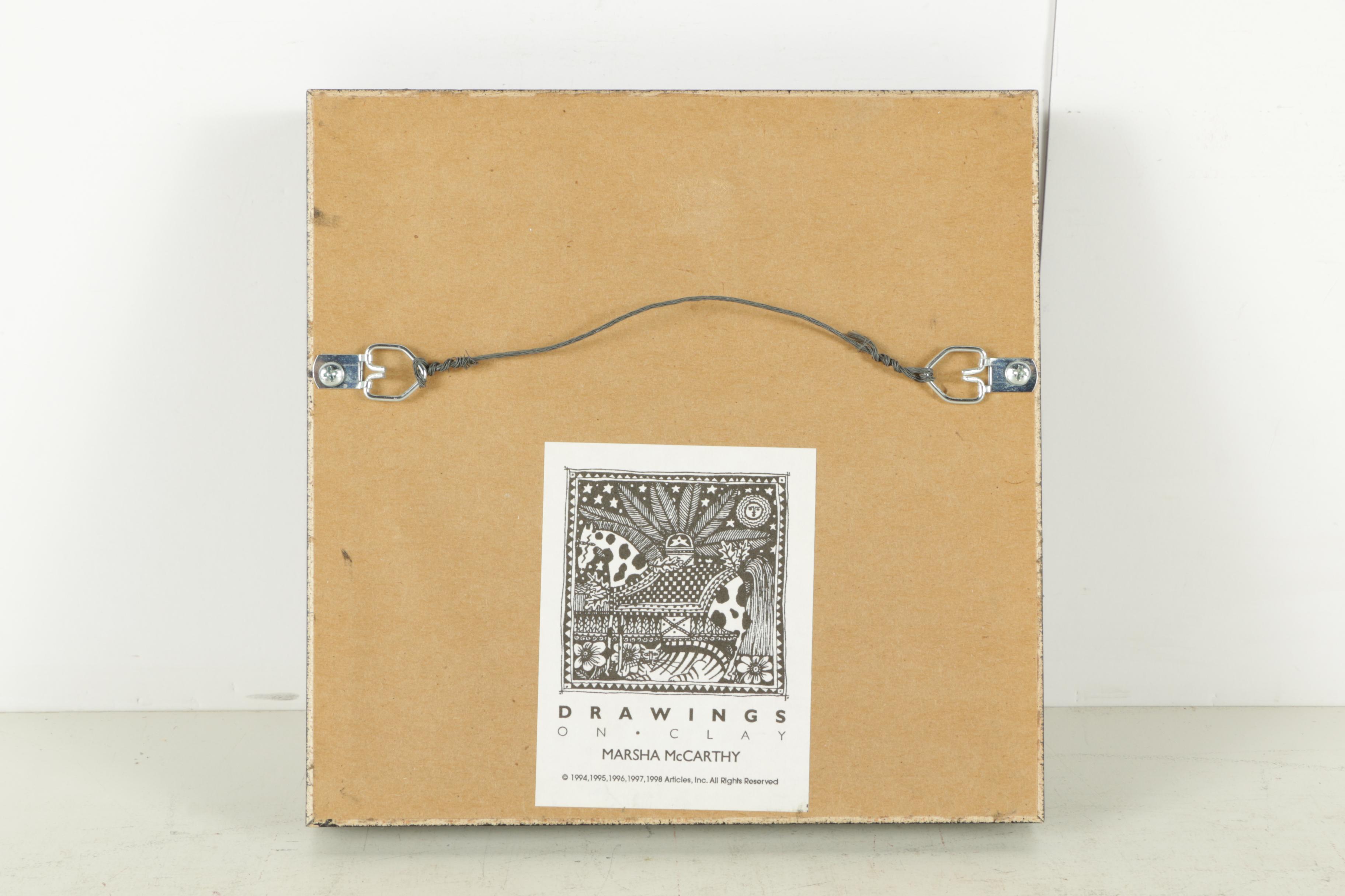 Collection of Marsha McCarthy Framed Drawings on Clay