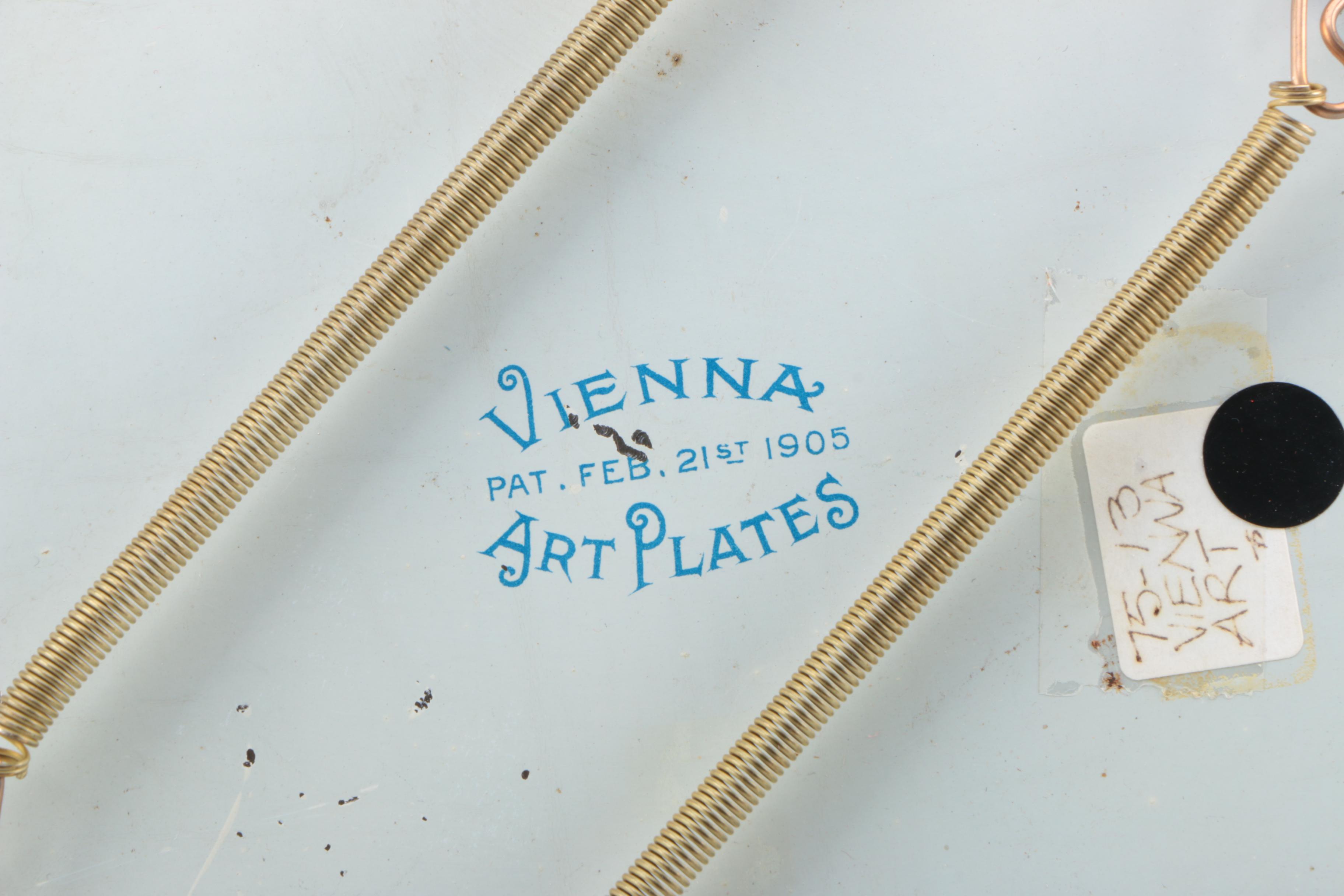 Antique Tin Art Nouveau Vienna Art Plate with Picture of Woman