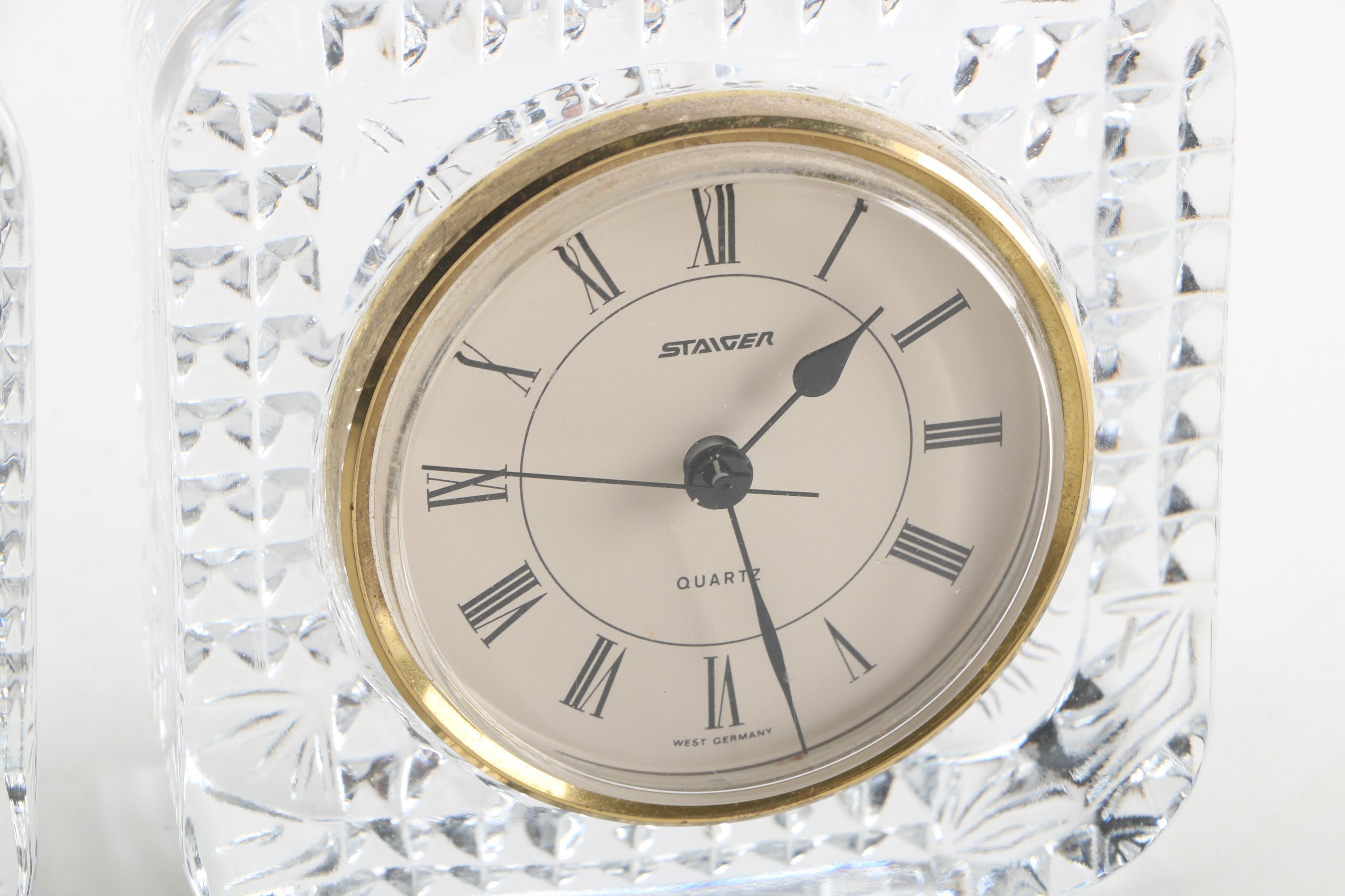 Crystal and Cut Glass Quartz Shelf Clocks