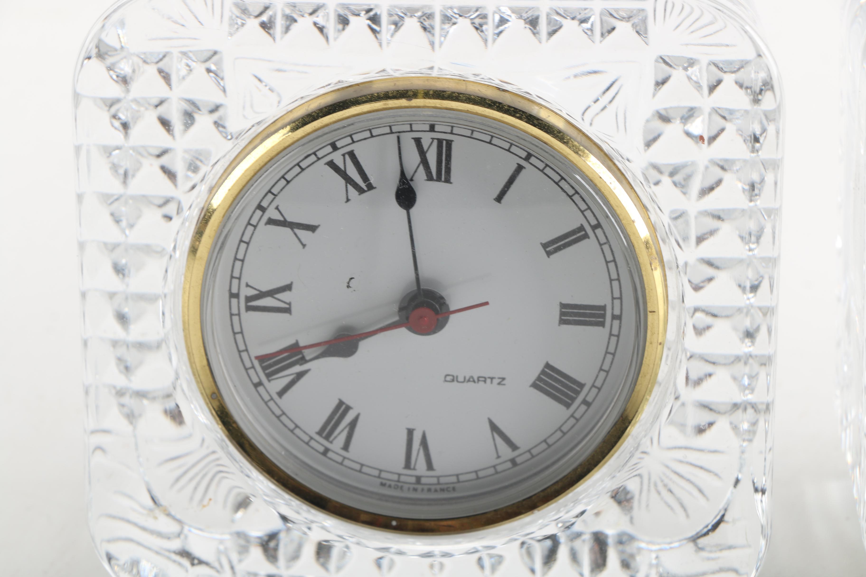 Crystal and Cut Glass Quartz Shelf Clocks