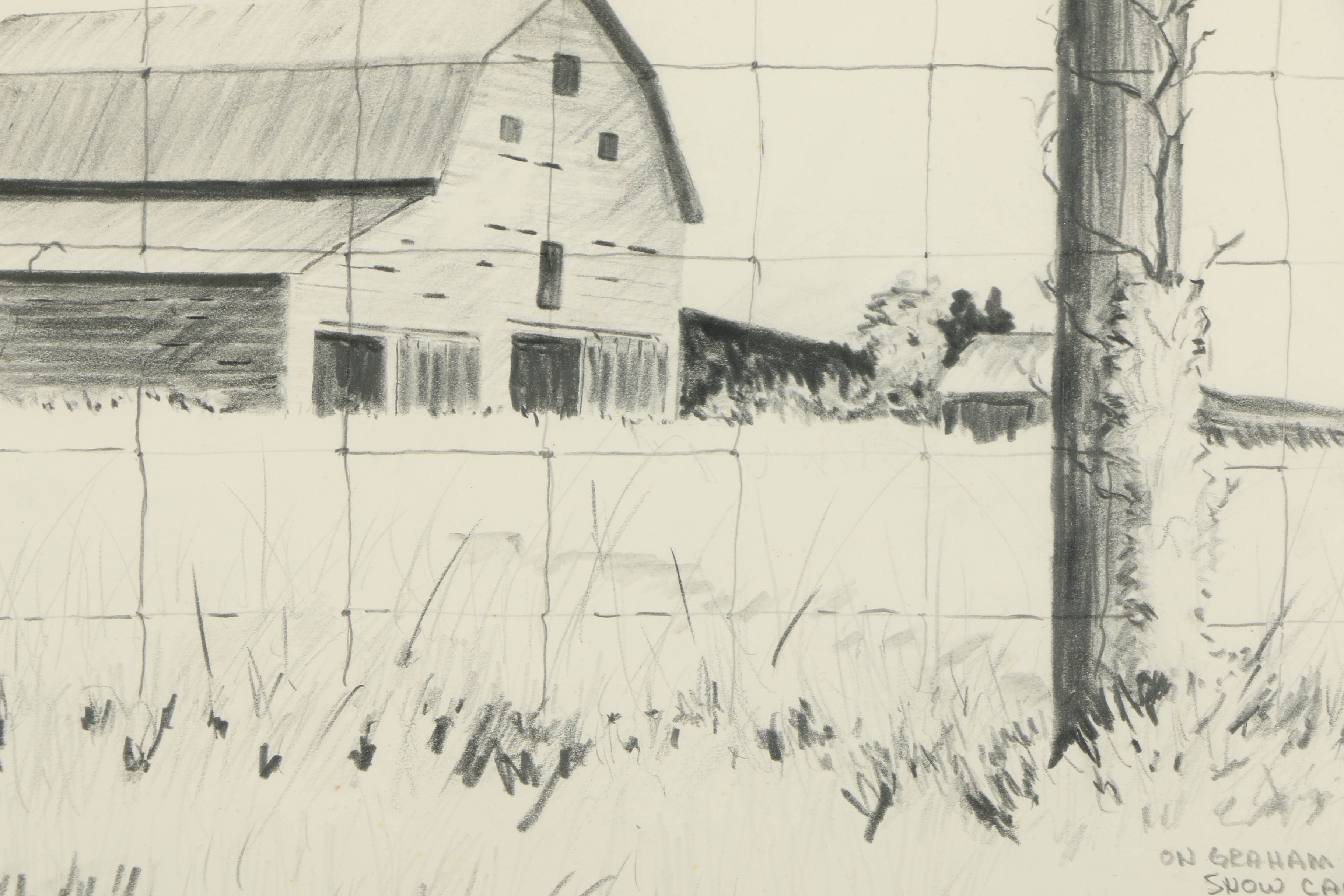 C.L. Brady Graphite Drawing on Paper "On Graham Road, Snow Camp N.C."