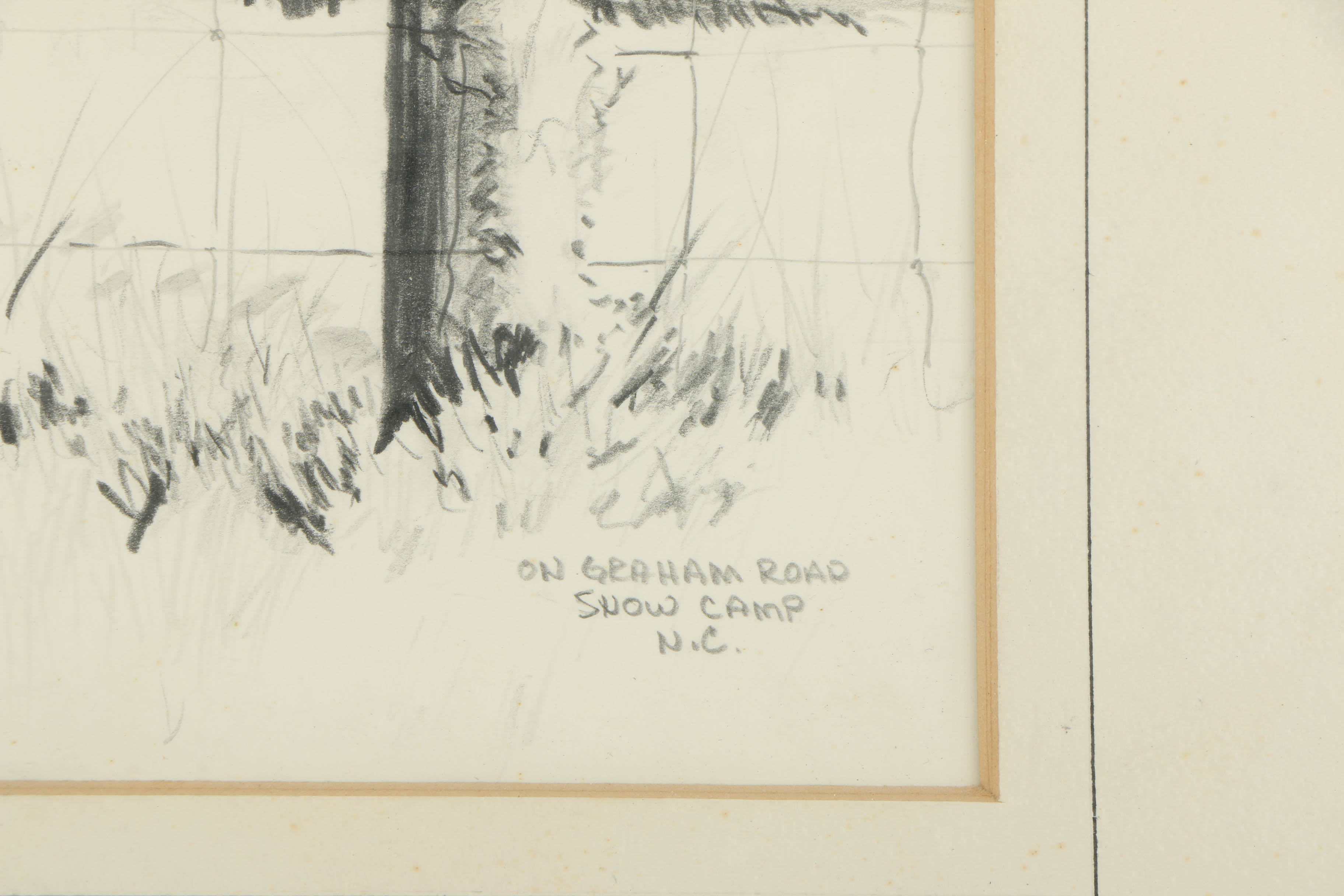 C.L. Brady Graphite Drawing on Paper "On Graham Road, Snow Camp N.C."