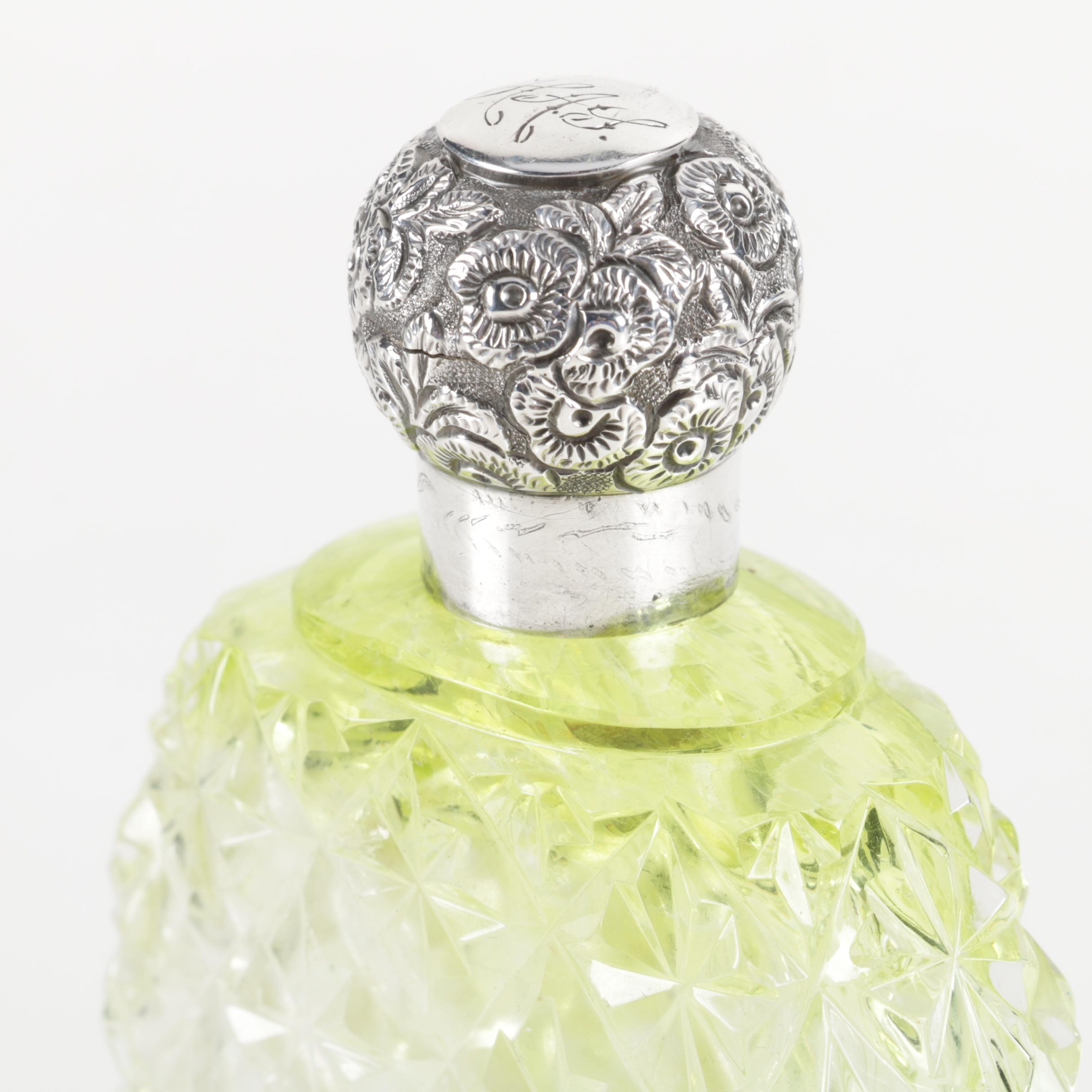 Victorian Era Charles May Birmingham Sterling Silver and Crystal Scent Bottle