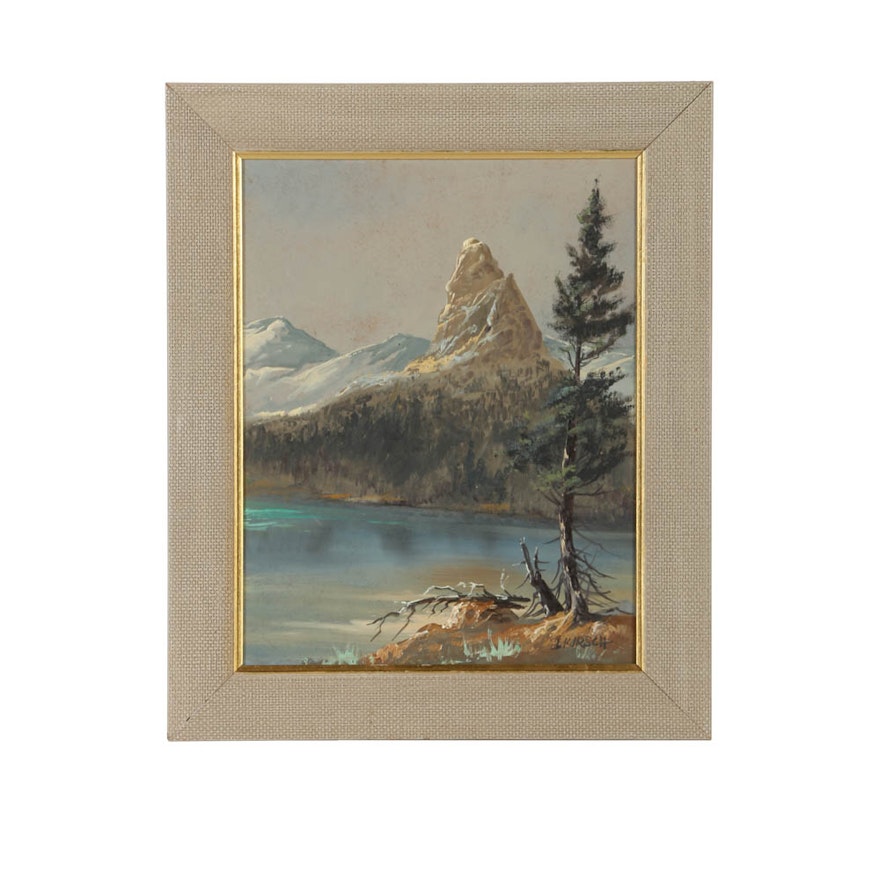 John Kirsch Oil Painting on Board "Fern Lake, Little Matterhorn"
