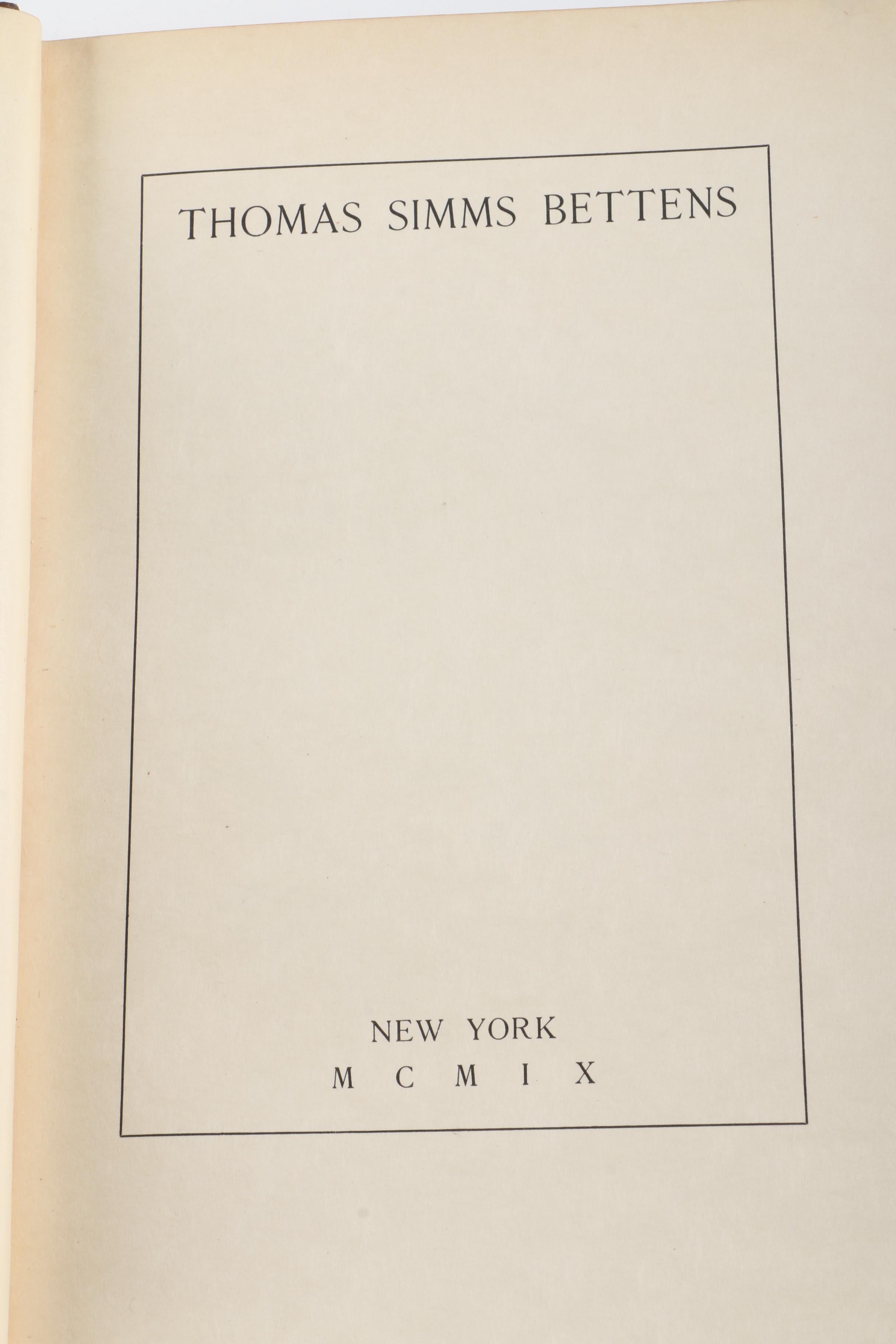 1909 "Thomas Simms Bettens" Memorial Book and 1910s Lytton Novel