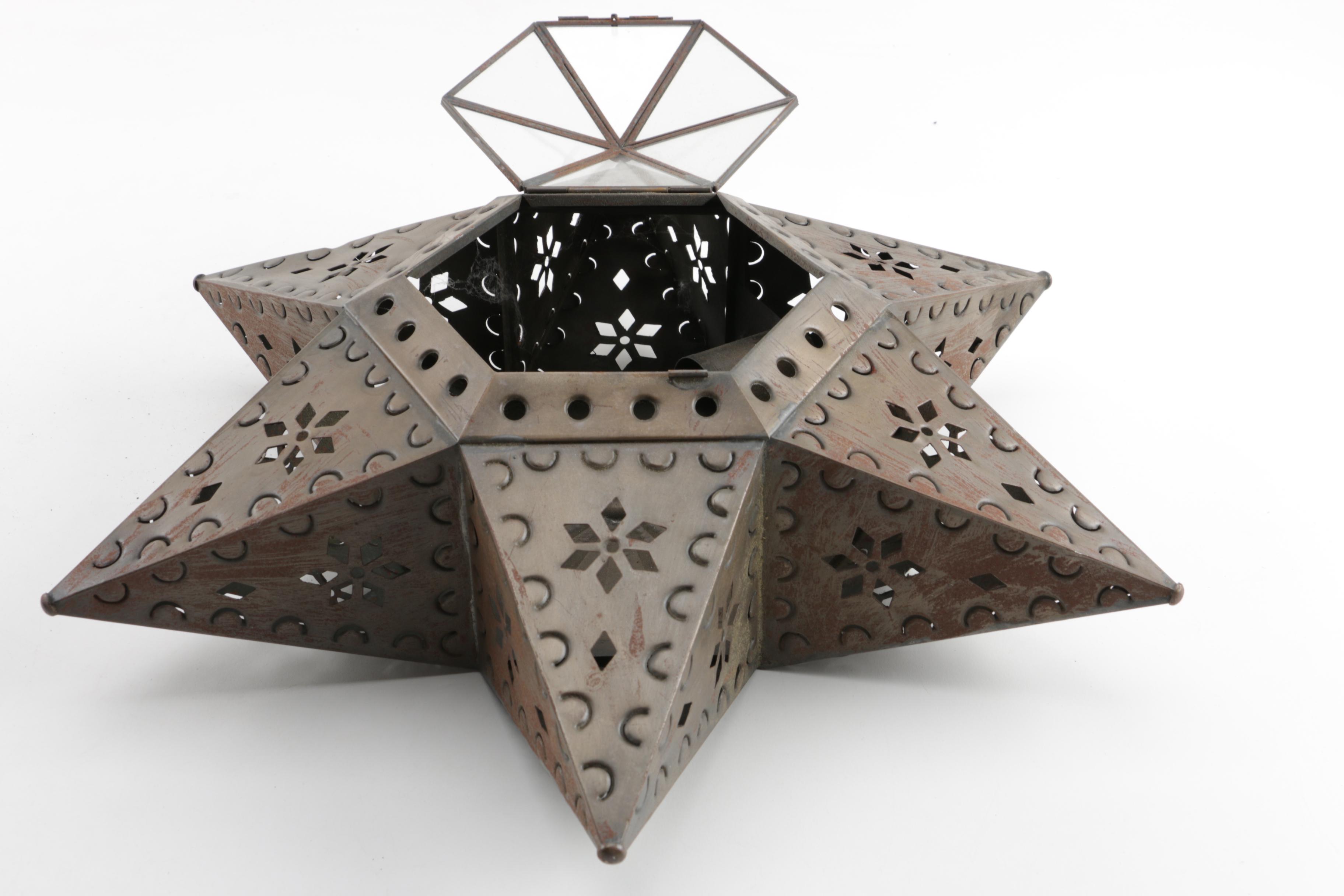 Wall Mounted Pierced Metal Star Lanterns