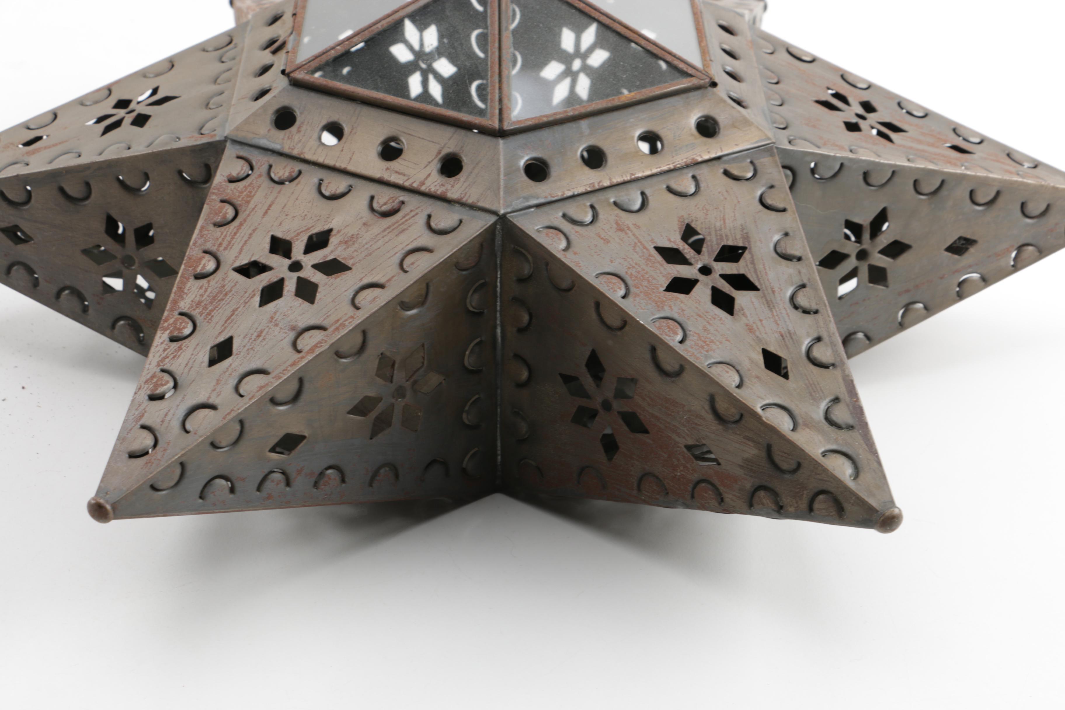Wall Mounted Pierced Metal Star Lanterns