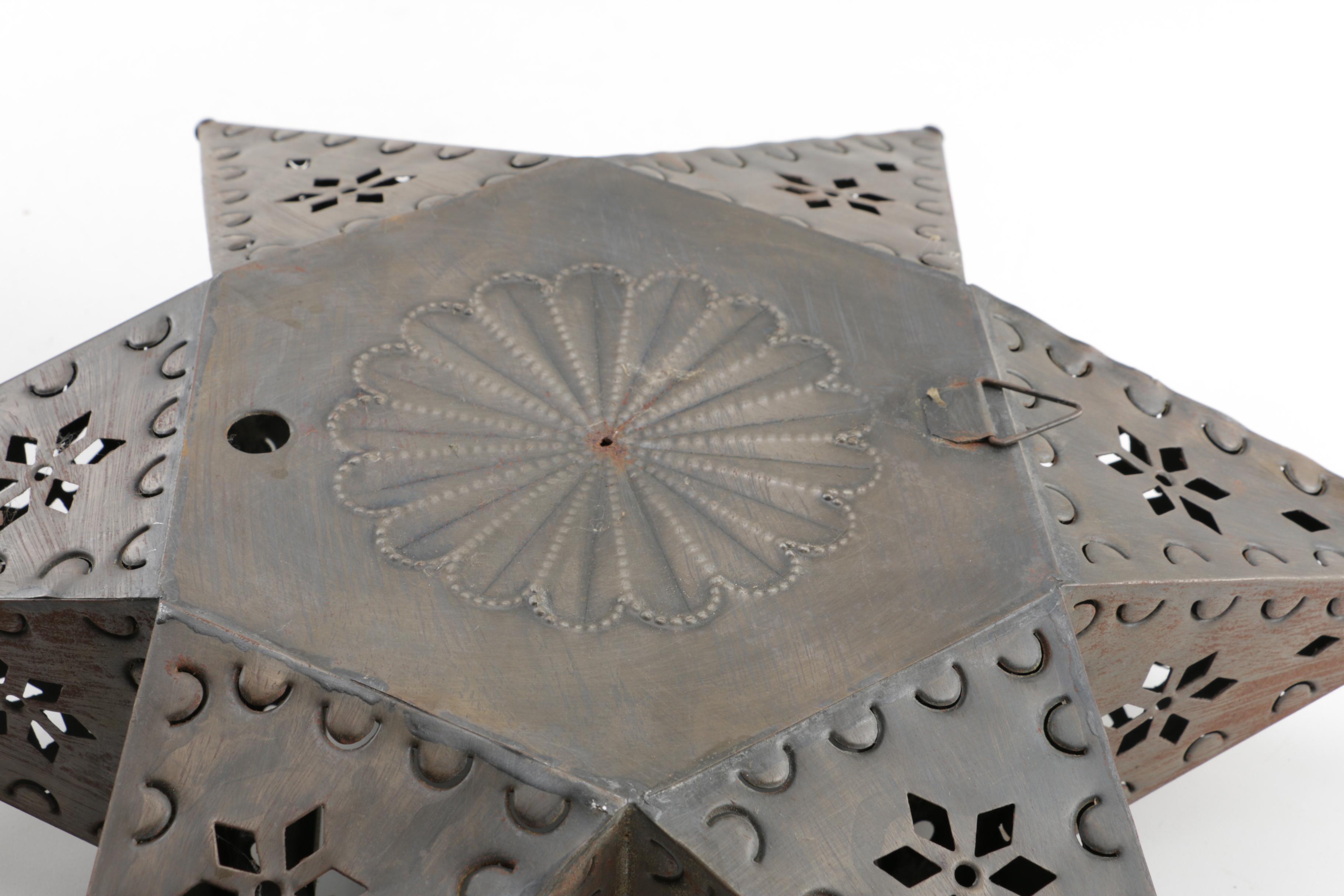 Wall Mounted Pierced Metal Star Lanterns